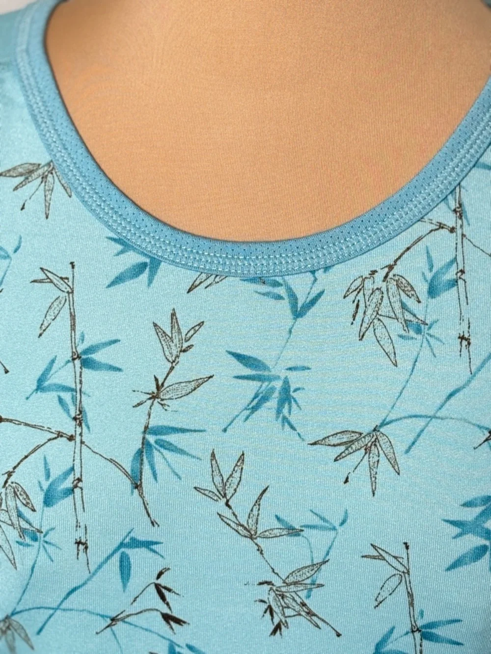 THE NORTH FACE Blue Bamboo Print Athletic Top Size M - Picture 6 of 11